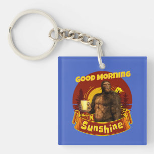 Good Morning Sunshine Bigfoot Coffee Humour Art Key Ring