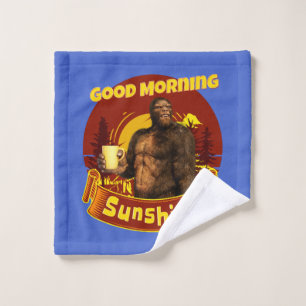 Good Morning Sunshine Bigfoot Coffee Humour Art Wash Cloth