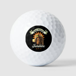 Good Morning Sunshine Bigfoot Drinking Coffee Golf Balls