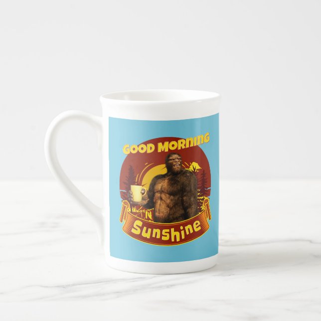 Good Morning Sunshine Funny Bigfoot Bone China Mug (Left)