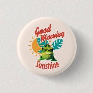 Good Morning Sunshine Funny Chameleon 3 Cm Round Badge