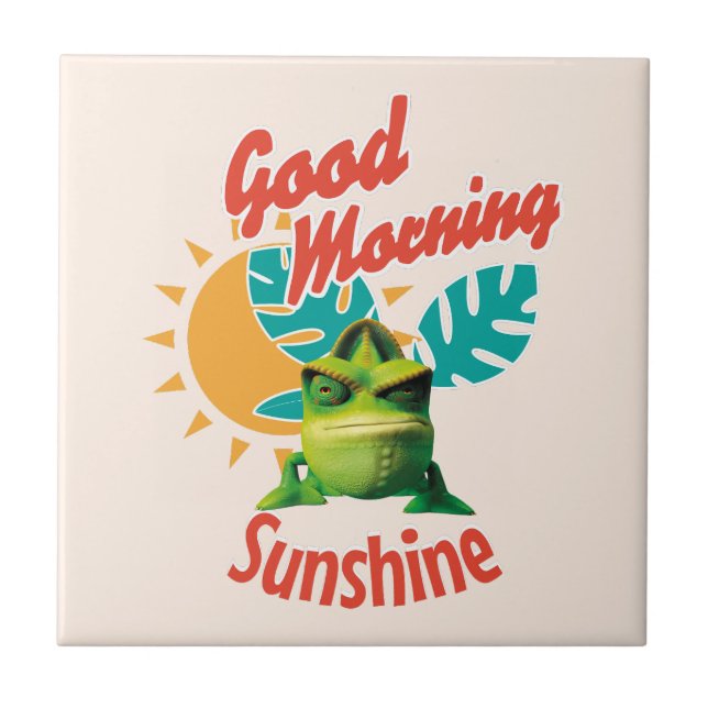 Good Morning Sunshine Funny Chameleon Ceramic Tile (Front)