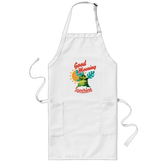 Good Morning Sunshine Funny Chameleon Long Apron (Front)