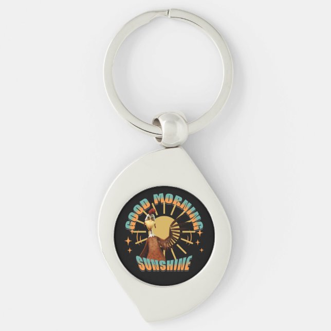 Good Morning Sunshine Funny Rooster Key Ring (Front)