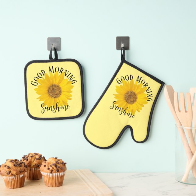Good Morning Sunshine Sunflower Oven Mitt & Pot Holder Set (Insitu(Hanging))