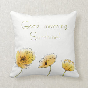 Good morning, Sunshine! Watercolor Yellow Poppies Cushion