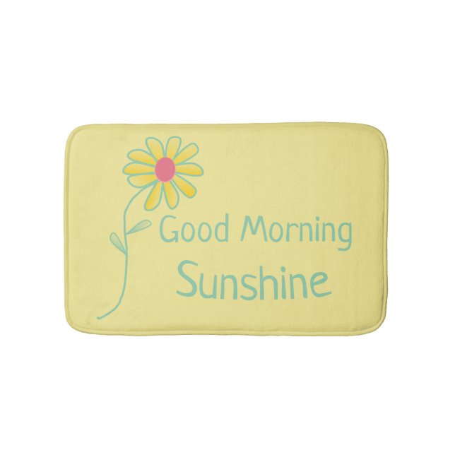 " Good Morning Sunshine" Yellow and Green Daisy Bath Mat (Front)