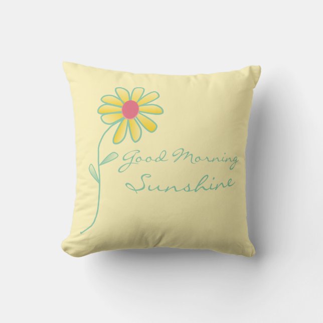 " Good Morning Sunshine" Yellow and Green Daisy Cushion (Front)