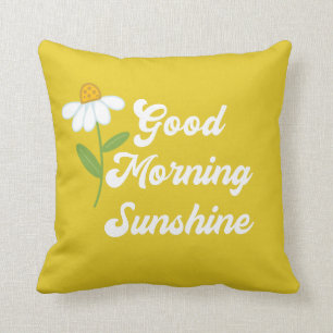 Good Morning Sunshine Yellow Flower Handwritten Cushion