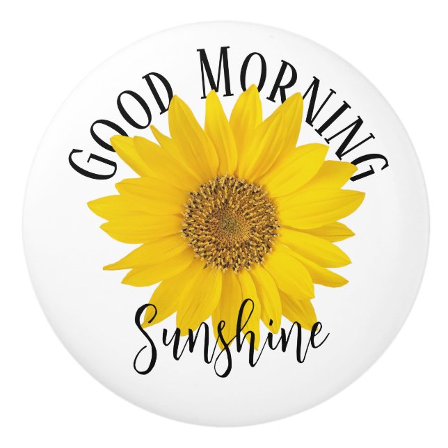 Good Morning Sunshine Yellow Sunflower Ceramic Knob (Front)