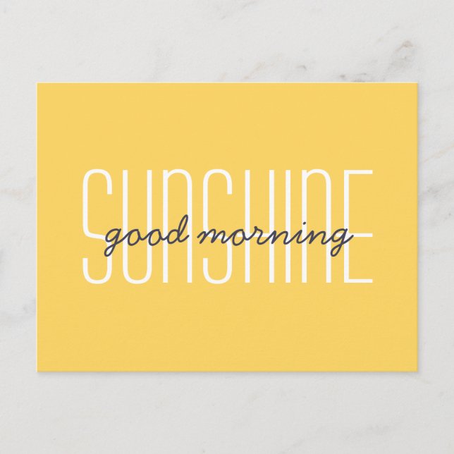 Good Morning Sunshine Yellow Typography Quote Postcard (Front)