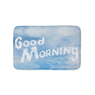 Good Morning Written in Clouds Bath Mat