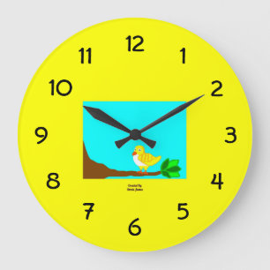 Good Morning Yellow Bird Acrylic Wall Clock