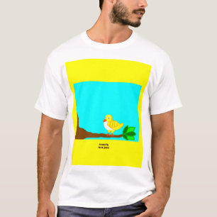 Good Morning Yellow Bird Men's White Basic T Shirt