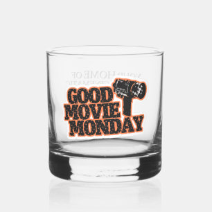 Good Movie Monday Whiskey Glass with Slogan