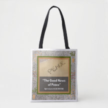 Good News of Peace - White Tote Bag w Black Handle