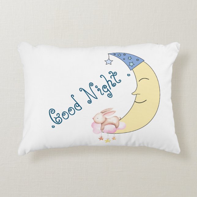 Good Night and Sweet Dream Moon Rabbit Lovers  Decorative Cushion (Front)