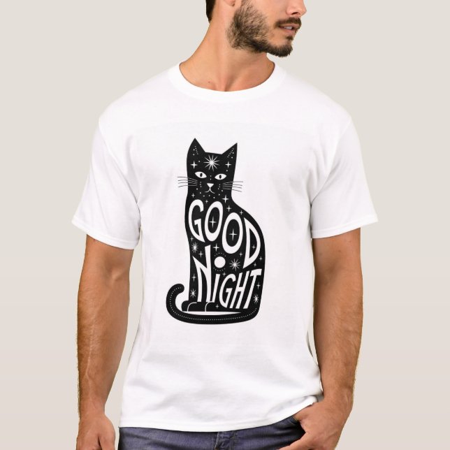 Good Night cat design t-shirt  (Front)