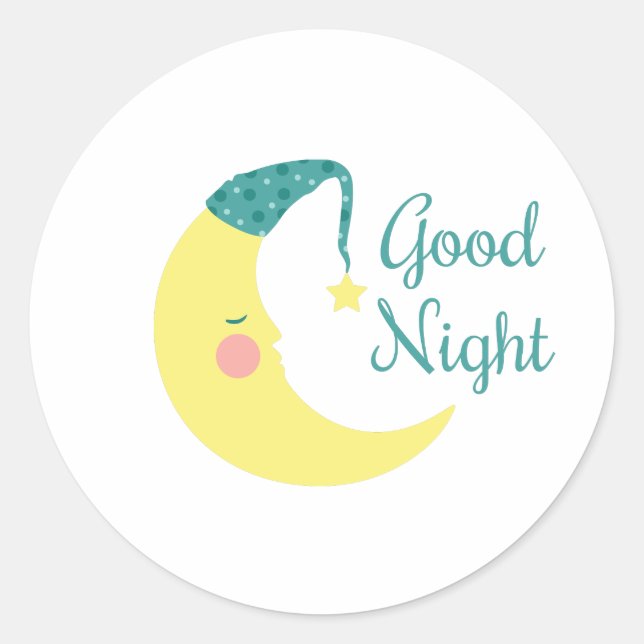 Good Night Classic Round Sticker (Front)