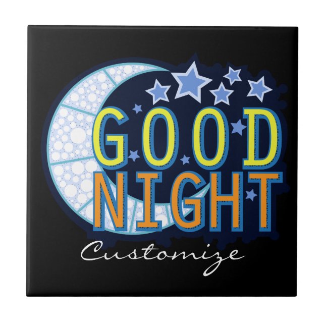 Good Night Crescent Moon Thunder_Cove Ceramic Tile (Front)