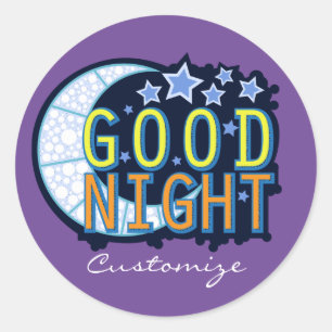 Good Night Crescent Moon Thunder_Cove Classic Round Sticker