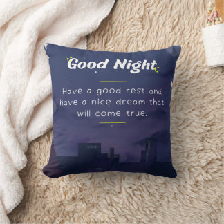 Good Night Dreams Cozy Relaxing Quote Cushion