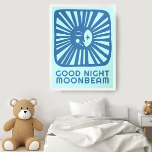 Good Night Moonbeam Cute Moon Nursery Room Art Poster