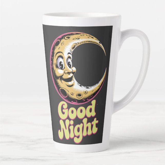Good Night Retro Moon  Latte Mug (Right)