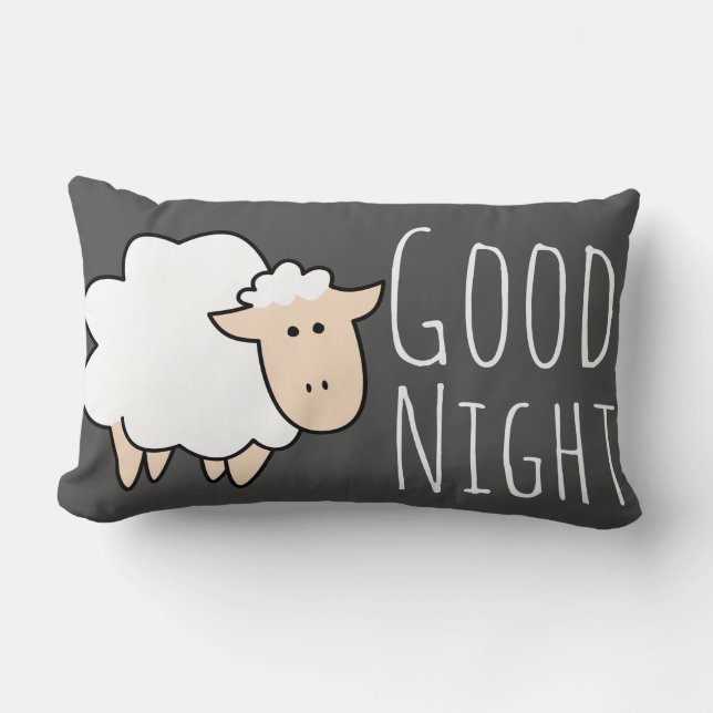 Good Night Sleep Cute Sheep Lumbar Cushion (Front)