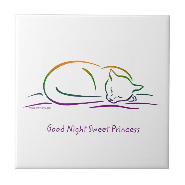Good Night Sweet Princess (Cat) Ceramic Tile (Front)