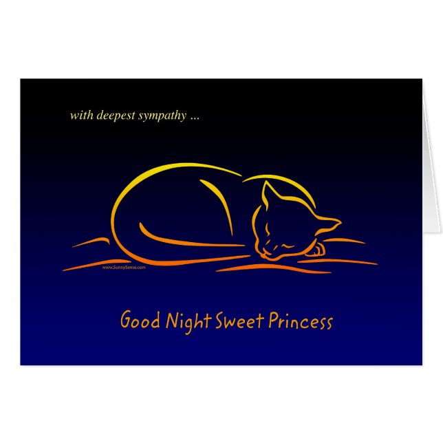 Good Night Sweet Princess CAT Sympathy Card (Front Horizontal)