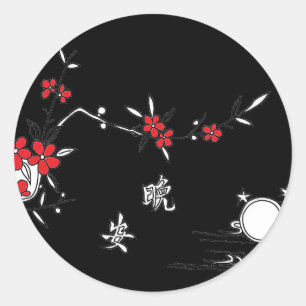 good night wan ann classic round sticker