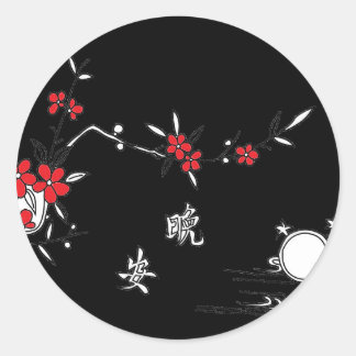 good night wan ann classic round sticker