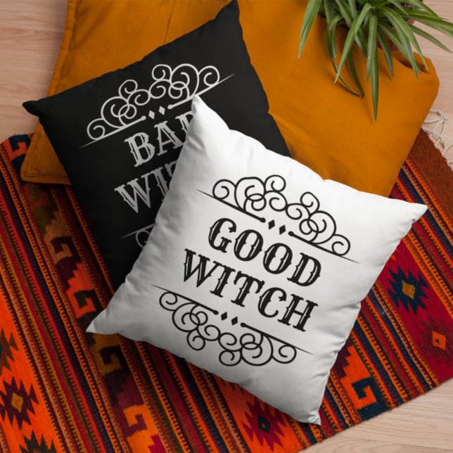 Good or Bad Witch Black Reversible Halloween Cushion (Creator Uploaded)