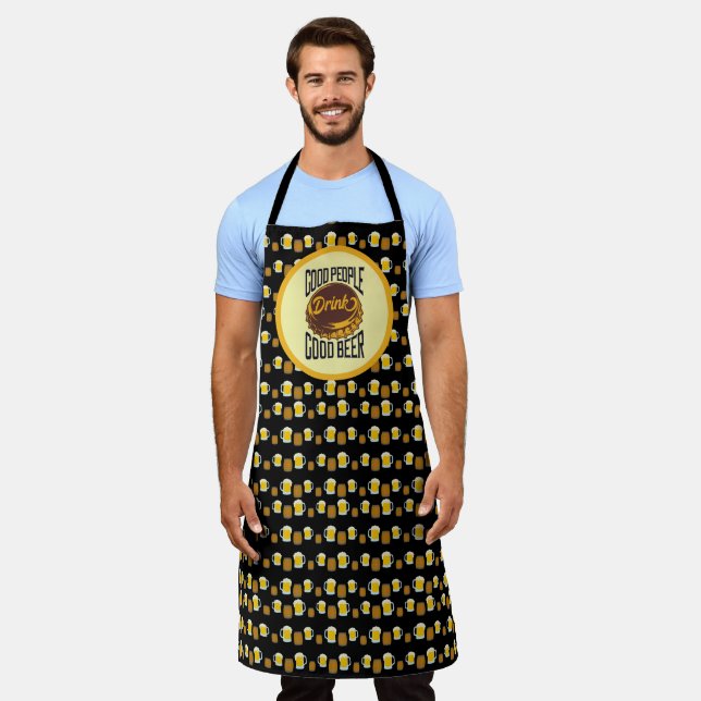 Good People Drink Good Beer Funny Bartender Apron (Worn)