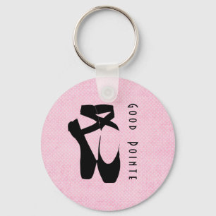 Good Pointe. Black Ballet Shoes En Pointe Key Ring