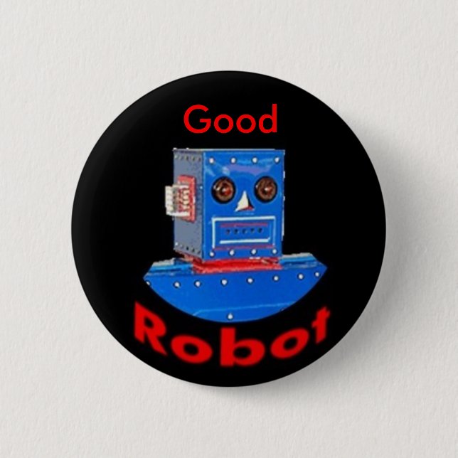 Good Robot Blue 6 Cm Round Badge (Front)