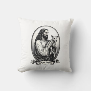 Good Shepherd Jesus Vintage Engraving Faith Shirt Cushion