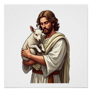 Good Shepherd Jesus Vintage Engraving Tee Poster