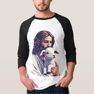Good Shepherd: Jesus with Lamb Raglan T-Shirt