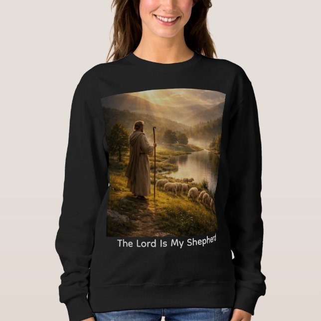 Good Shepherd Sunset Landscape Art Sweatshirt (Front)