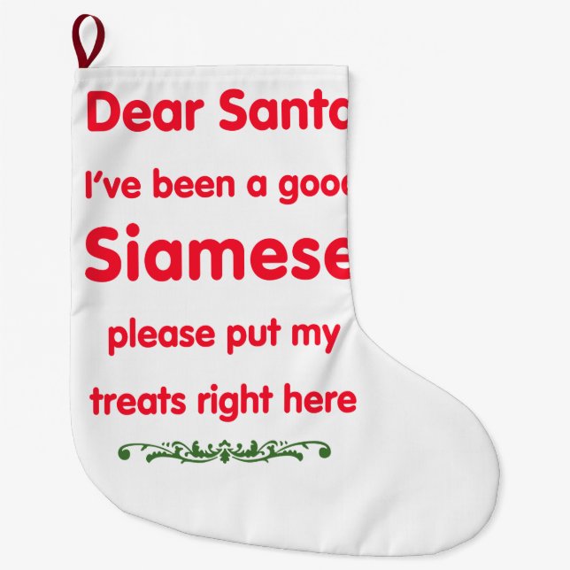good Siamese Large Christmas Stocking (Front)
