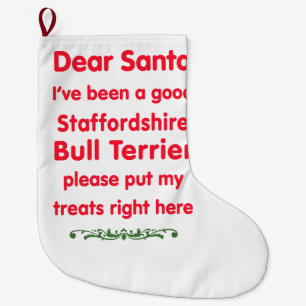 good Staffordshire bull Terrier Large Christmas Stocking