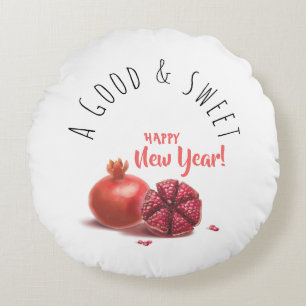 Good & Sweet New Year! Rosh Hashanah Pomegranate Round Cushion