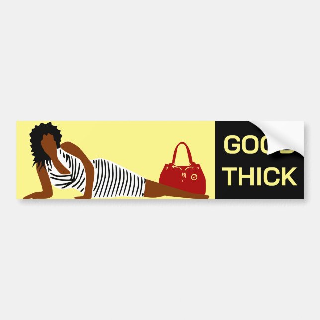 Good Thick Chick Black Woman in a Striped Dress Bumper Sticker (Front)