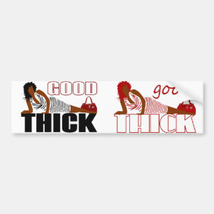 Good Thick - Woman in black Striped Dress Bumper Sticker