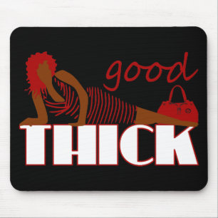 Good Thick - Woman in black Striped Dress Mouse Pad