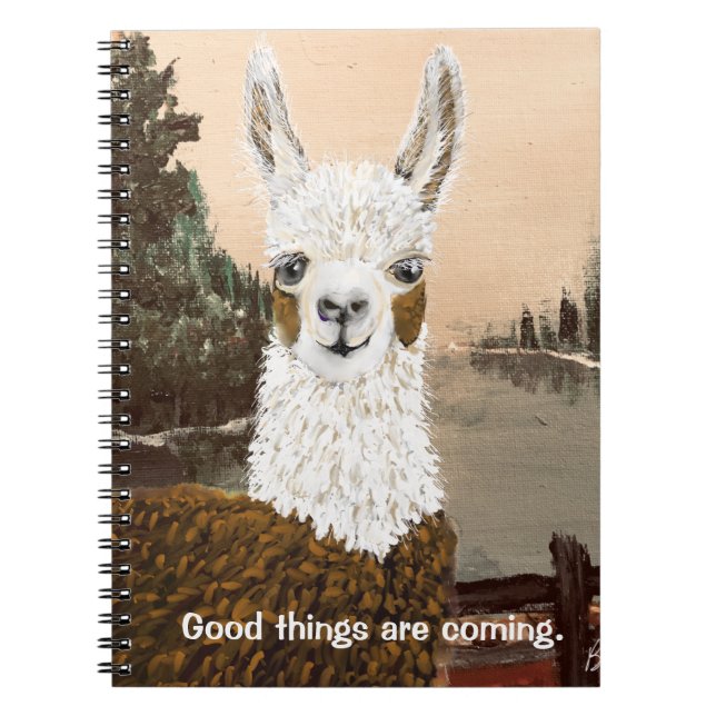 Good Things Are Coming Mama Llama Notebook (Front)