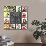 Good Things Happen at Grandma's 12 Photo Grey Wood Square Wall Clock<br><div class="desc">Photo clock for grandparents with 12 of your favorite pictures. Create your own grid style photo collage and add the grandchildren's names (2 to 8 names looks best). The quote reads "good things happen at grandma's". The design is lettered in handwritten and whimsical typography on a rustic grey and black...</div>