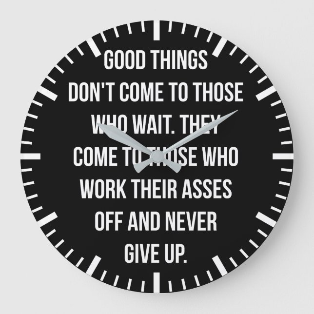 Good Things, Never Give Up - Workout Inspirational Large Clock (Front)